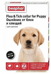 Beaphar Flea & Tick Collar Ошейник для щенков черный от блох 6 мес. и клещей 6 мес 65см