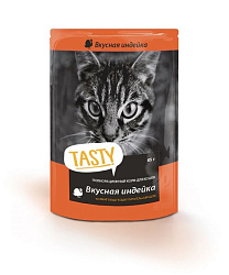 Tasty влажный корм для кошек с индейкой в желе 85гр