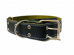 ZooMoDa Ошейник кожа+брезент двойной 45 мм 81 см, ОШ 57-75 см
