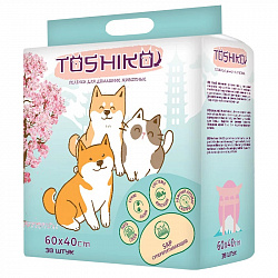 Toshiko Пеленки впитывающие для животных с запахом сакуры 60*40см 30шт