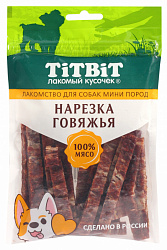 TiTBiT лакомство для собак мелких пород Нарезка говяжья 70гр