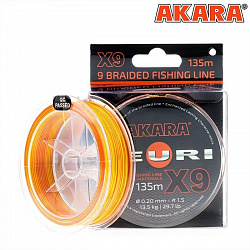 Шнур Akara Teuri X-9 135м Yellow-Orange 0,10мм