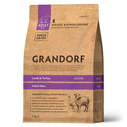 Grandorf Adult Maxi корм сухой низкозерновой для собак взрослых крупных пород с ягненком и индейкой 3кг